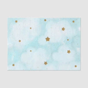 Gold Stars & Blue Sky Clouds Baby shower Party Tissuepapier