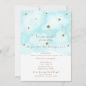 Gold Stars & Blue Sky Clouds Baby shower Twins Kaart (Voorkant)