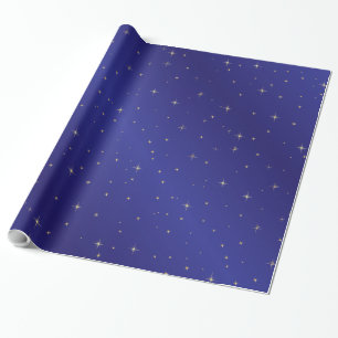 Gold Stars Blue Sky wrapping Paper Cadeaupapier