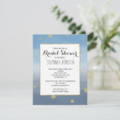 Gold Stars Blue Waterverf Sky vrijgezellenfeest Kaart (Staand voorkant)