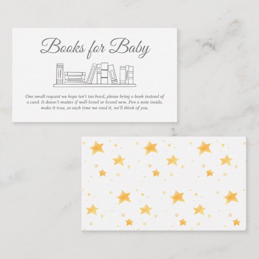 Gold Stars Boeken voor Baby Invitation Insert Informatiekaartje (Voorkant / Achterkant)