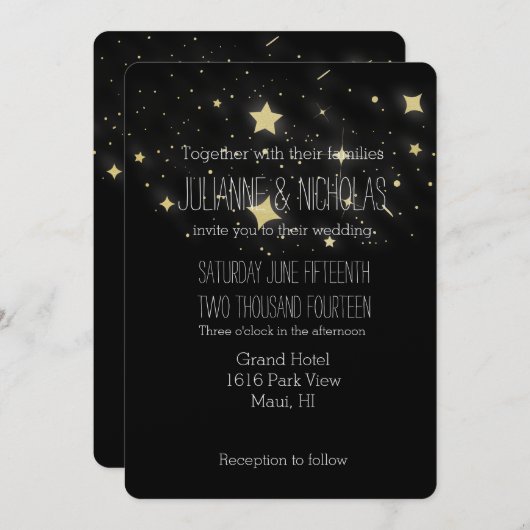 Gold Stars bruiloft Kaart (Voorkant / Achterkant)