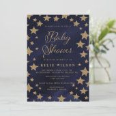 Gold Stars Celestial Gender Neutral Baby shower Kaart (Staand voorkant)