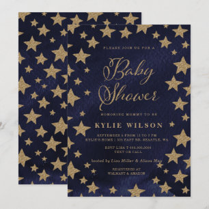 Gold Stars Celestial Gender Neutral Baby shower Kaart