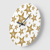 "Gold" Stars clock round white Grote Klok (Hoek)