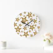 "Gold" Stars clock round white Grote Klok (Huis)