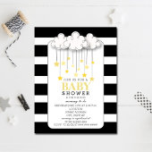 Gold Stars Cloud Black + White Neutral Baby shower Kaart