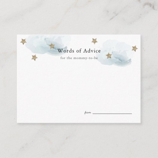 Gold Stars & Clouds Baby shower Advies Kaarten (Voorkant)