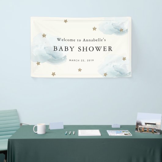 Gold Stars & Clouds Baby shower Banner (Beurs)