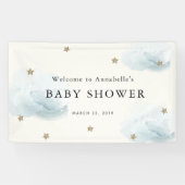 Gold Stars & Clouds Baby shower Banner (Horizontaal)