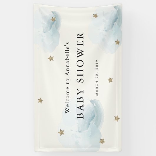 Gold Stars & Clouds Baby shower Banner (Verticaal)