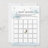 Gold Stars & Clouds Baby shower Bingo Game Card Kaart (Voorkant)