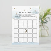 Gold Stars & Clouds Baby shower Bingo Game Card Kaart (Staand voorkant)