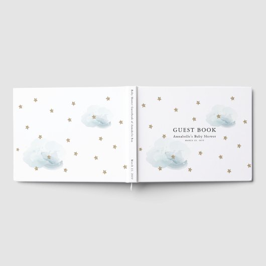 Gold Stars & Clouds Baby shower Gastenboek (Volledig)