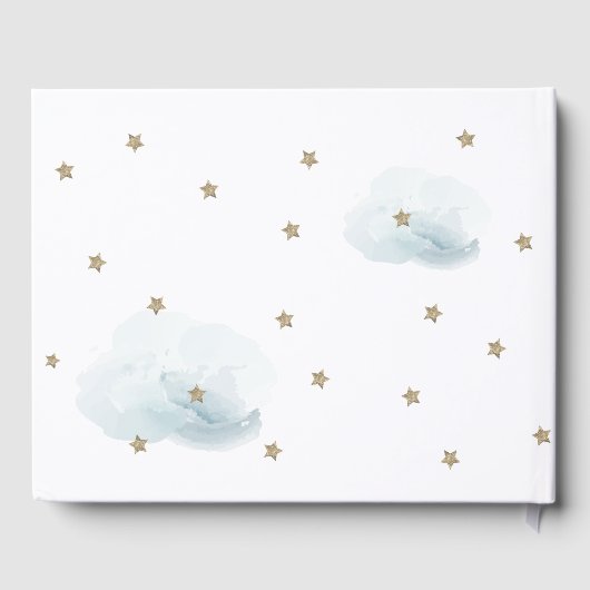 Gold Stars & Clouds Baby shower Gastenboek (Achterkant)
