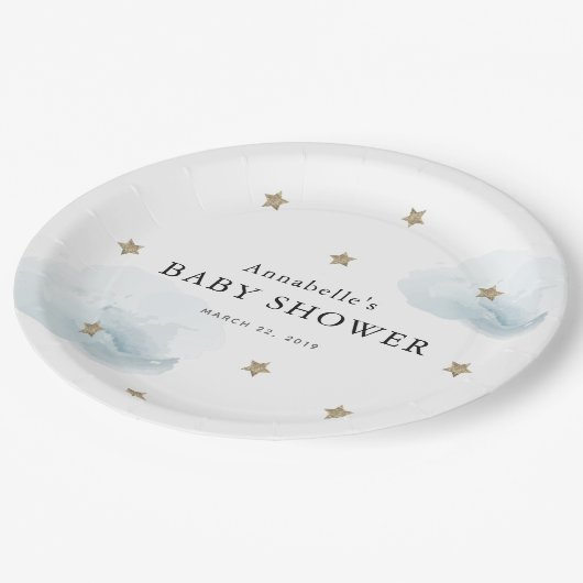Gold Stars & Clouds Baby shower Papier Bord (Gekanteld)