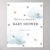 Gold Stars & Clouds Baby shower Welkom Poster (Voorkant)