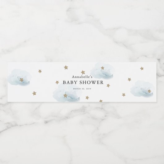 Gold Stars & Clouds Baby showers flesetiket Waterfles Etiket (Enkel label)