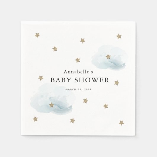 Gold Stars & Clouds Baby showers servetten (Voorkant)