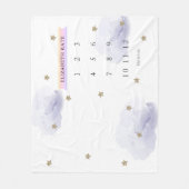 Gold Stars & Clouds Lavender Maandelijkse mijlpaal Fleece Deken (Voorkant)