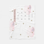 Gold Stars & Clouds Pink Girl Maandelijkse mijlpaa Fleece Deken (Voorkant)