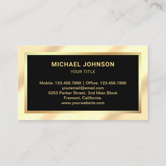 Gold Stars Confetti Black Gold Hoofdtelefoon Muzie Visitekaartje (Achterkant)