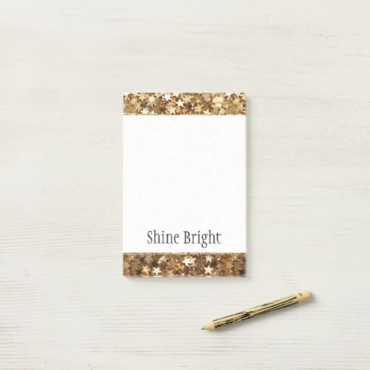 Gold Stars Confetti Glam Post-it® Notes (Op bureau)