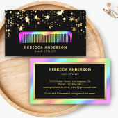 Gold Stars Confetti Rainbow Comb Hair Stylist Visitekaartje