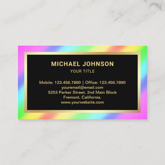 Gold Stars Confetti Rainbow Headphones Muziek DJ Visitekaartje (Achterkant)