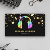 Gold Stars Confetti Rainbow Headphones Muziek DJ Visitekaartje