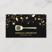 Gold Stars Confetti Spatula Personal Chef Visitekaartje (Voorkant)