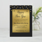 Gold Stars Confetti | Uitnodiging tot het Eve Nieu (Staand voorkant)