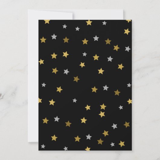 Gold Stars Confetti | Uitnodiging tot het Eve Nieu (Achterkant)