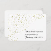 Gold Stars Confetti White Wedding RSVP (Voorkant / Achterkant)