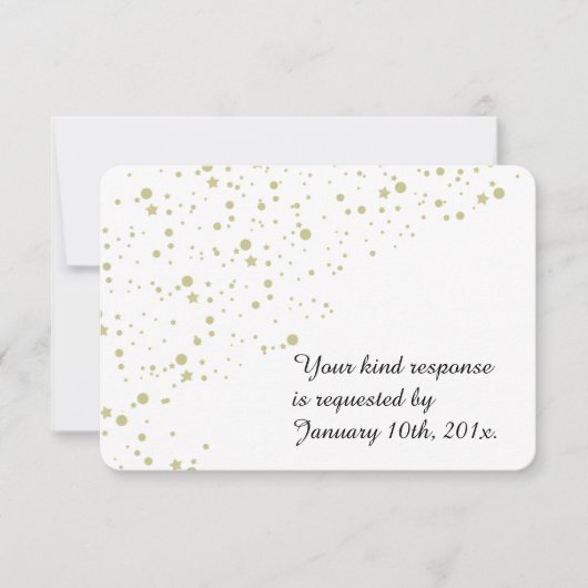 Gold Stars Confetti White Wedding RSVP (Voorkant)