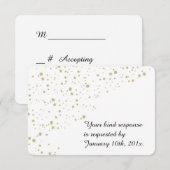 Gold Stars Confetti White Wedding RSVP Kaartje (Voorkant / Achterkant)