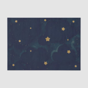 Gold Stars Dark Blue Night Sky Baby shower Party Tissuepapier