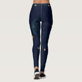 Gold Stars & Dark Blue Sky Clouds Schattige Celest Leggings (Achterkant)