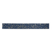 Gold Stars Deep Blue Satijnen Lint (Voorkant)