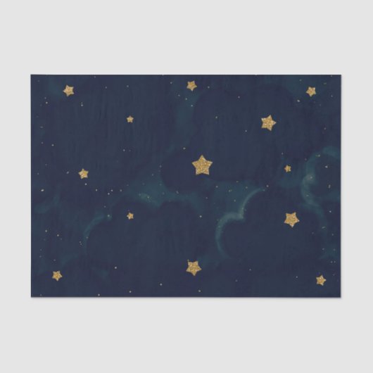 Gold Stars Donkerblauw Night Sky Baby shower Party Tissuepapier (Voorkant)