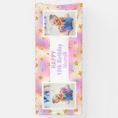 Gold Stars Elk meisje van een leeftijd Foto kleurr Spandoek (Verticaal)