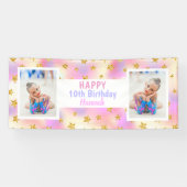 Gold Stars Elk meisje van een leeftijd Foto kleurr Spandoek (Horizontaal)