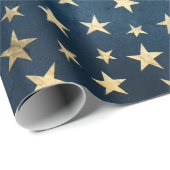 Gold Stars en Mons op blauw Cadeaupapier (Rol Hoek)
