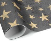 Gold Stars en Mons op zwart Cadeaupapier (Rol Hoek)