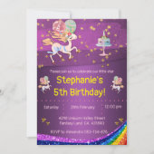 Gold Stars en Paarse Unicorn Birthday Kaart (Voorkant)