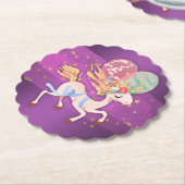 Gold Stars en Paarse Unicorn Kartonnen Onderzetters (Gekanteld)
