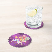 Gold Stars en Paarse Unicorn Kartonnen Onderzetters (Insitu)