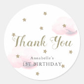 Gold Stars en roze wolken, afgelopen dag bedankt Ronde Sticker (Voorkant)