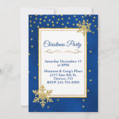 Gold Stars en Snowflakes Holiday Party Uitnodiging (Voorkant)
