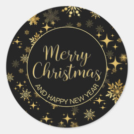 Gold Stars en Snowflakes kerst Ronde Sticker